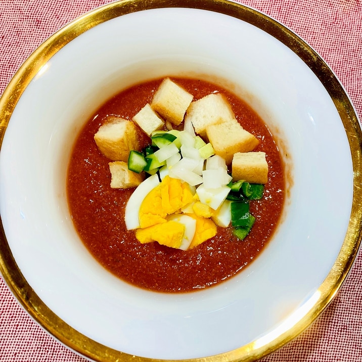 ♦️トッピングをのせて♪冷たいガスパチョ